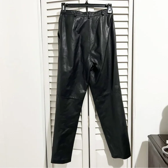 Vintage 100% Black Leather Lord & Taylor High Rise Tapered Pants - Picture 6 of 8